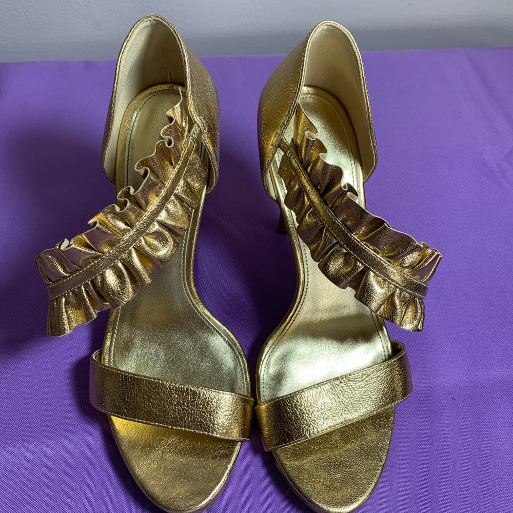 Michael Kors Gold Ruffle Heel Sandals
